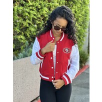 New Era 49ers Women's NE Varsity Cotton Button Snap Jacket Red/White