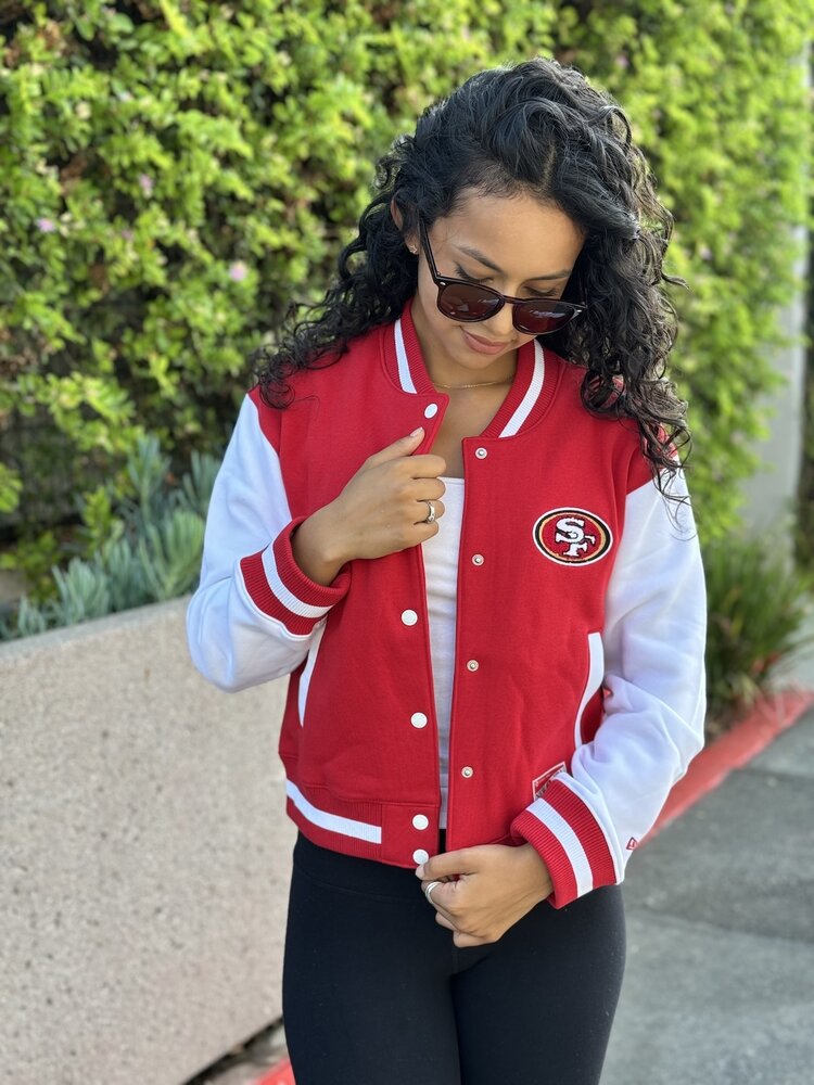 New Era 49ers Women's NE Varsity Cotton Button Snap Jacket Red/White