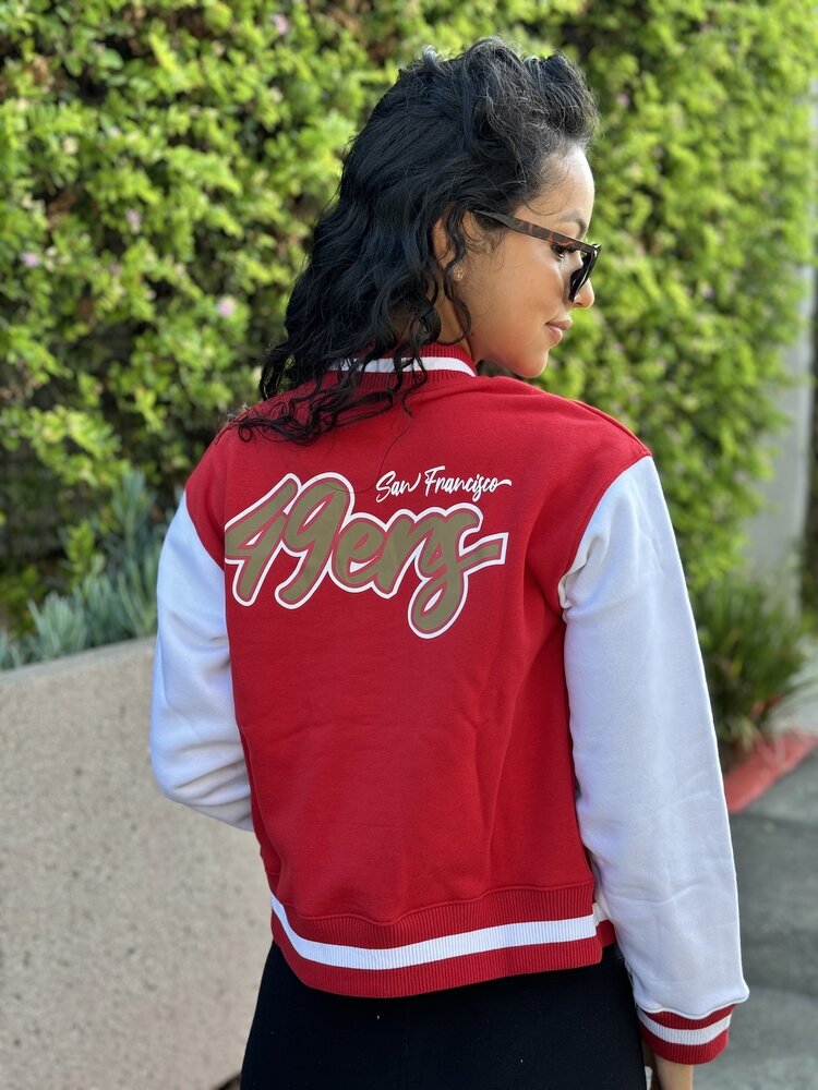 New Era 49ers Women's NE Varsity Cotton Button Snap Jacket Red/White