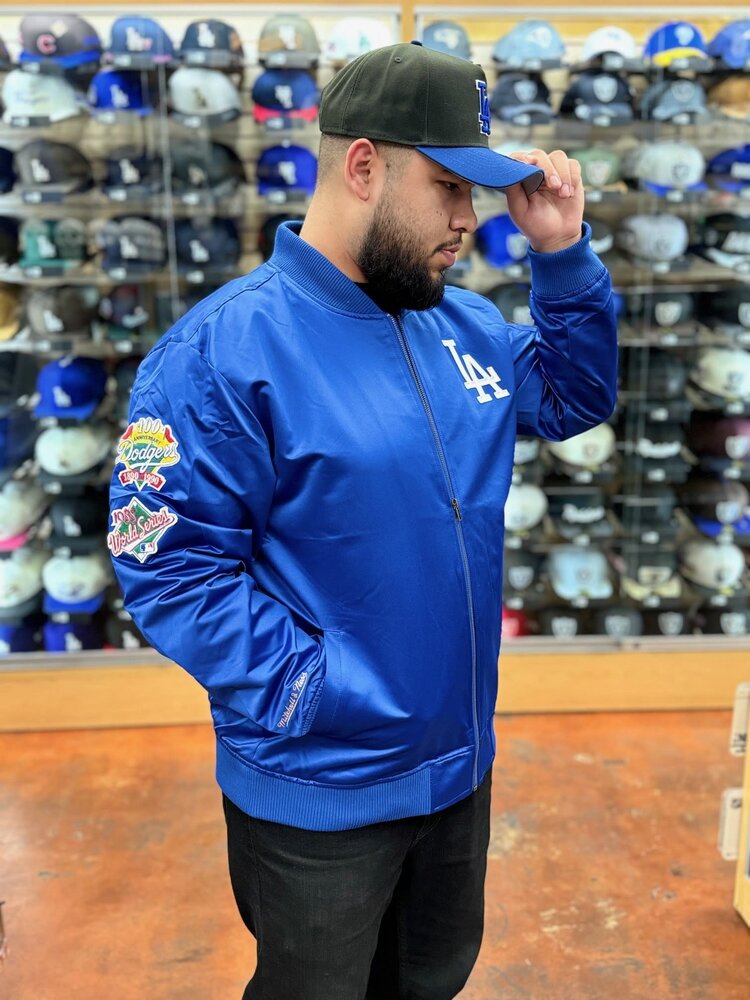 Mitchell and Ness LA Dodgers M&N Lightweight Satin Bomber Jacket Royal