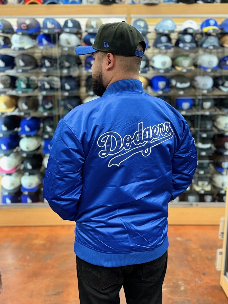 Mitchell and Ness LA Dodgers M&N Lightweight Satin Bomber Jacket Royal