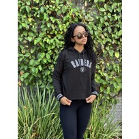 New Era Raiders Women's NE Block Arch Black Crop Hoodie