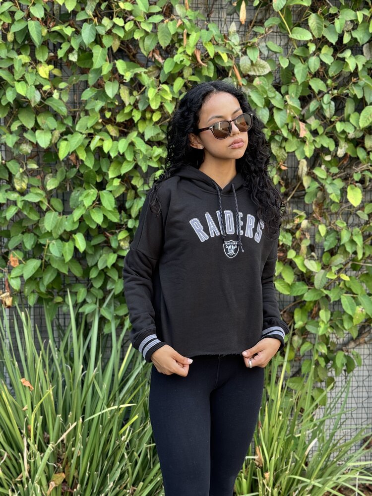 New Era Raiders Women's NE Block Arch Black Crop Hoodie