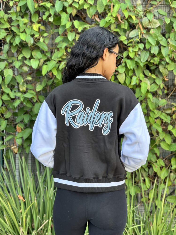 New Era Raiders Women's NE Varsity Cotton Button Snap Jacket Black/White