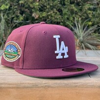 New Era LA Maroon 50th Stadium Green UV Fitted