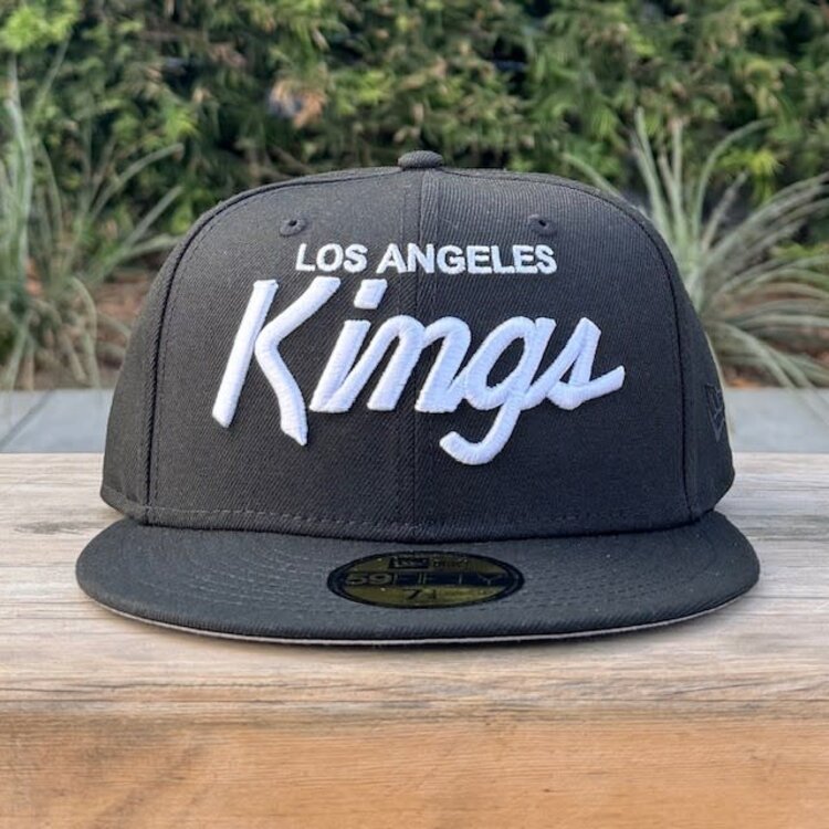New Era LA Kings Black White Script Fitted