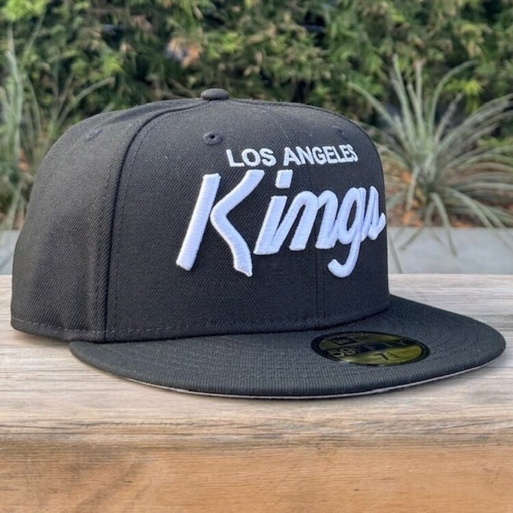New Era LA Kings Black White Script Fitted