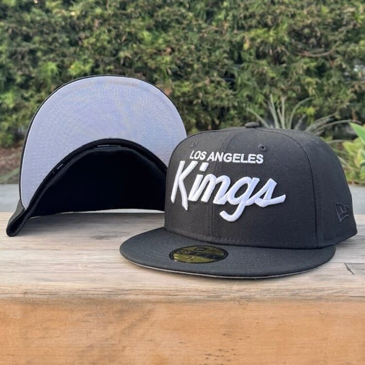 New Era LA Kings Black White Script Fitted