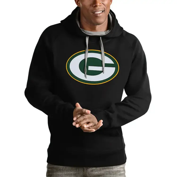 Antigua Green Bay Packers Victory P/O Hood Black