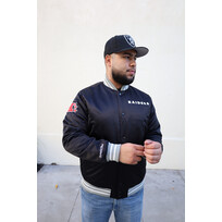 Mitchell and Ness Raiders M&N Heavyweight Satin Snap Button Jacket Black