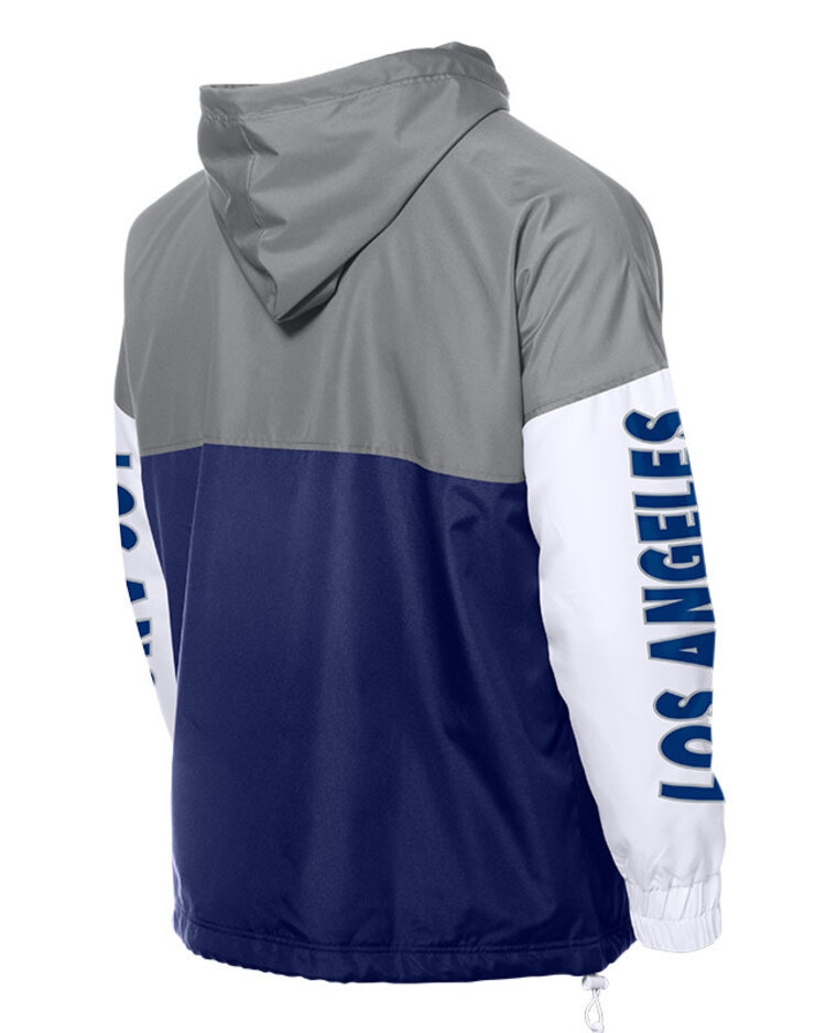 New Era LA Dodgers Men's NE Full-Zip Color Block 2.0 Windbreaker with Hood Gray/Royal