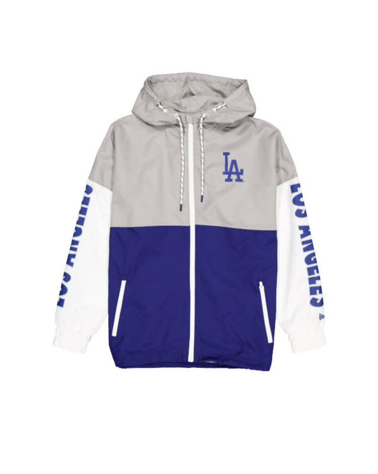 New Era LA Dodgers Men's NE Full-Zip Color Block 2.0 Windbreaker with Hood Gray/Royal