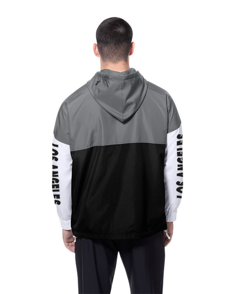 New Era LA Dodgers Men's NE Full-Zip Color Block 2.0 Windbreaker with Hood Gray/Black