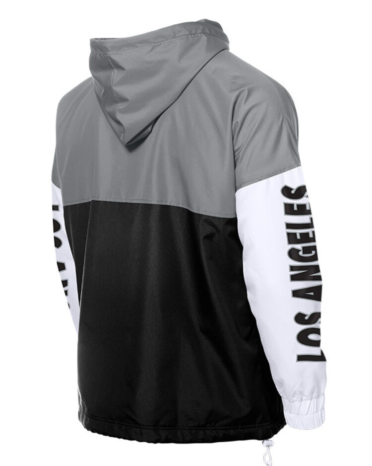 New Era LA Dodgers Men's NE Full-Zip Color Block 2.0 Windbreaker with Hood Gray/Black