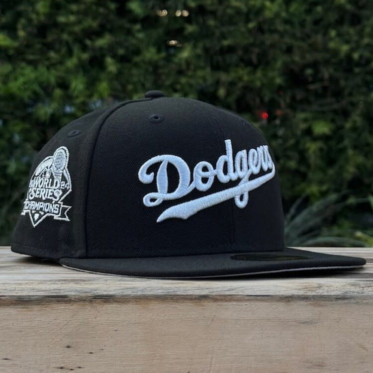 New Era Dodgers Wordmark Black Silver 2024 WS Champions