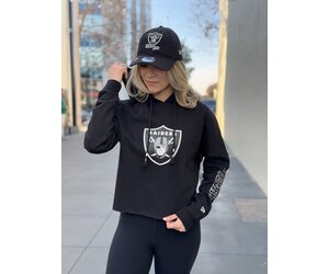 Raiders W NE Black Crop Hoodie - The Locker Room of Downey