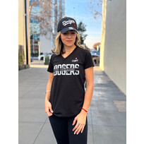 G-III LA Dodgers W GIII Batter Up Black V-Neck