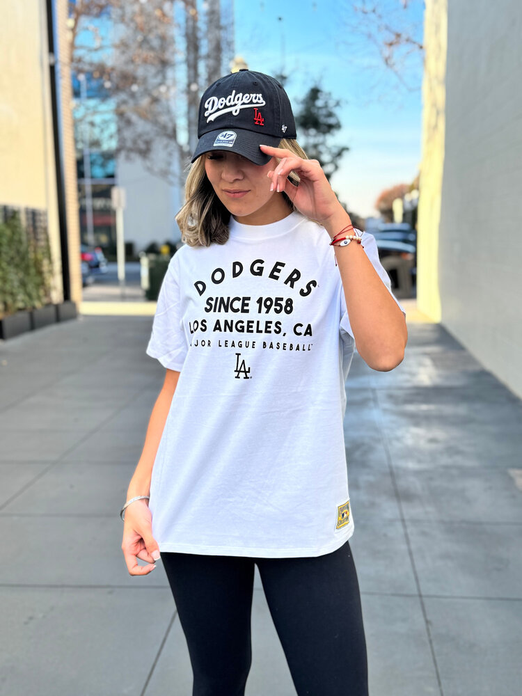 Mitchell and Ness LA Dodgers Women's M&N Since 1958 Boyfriend White Tee