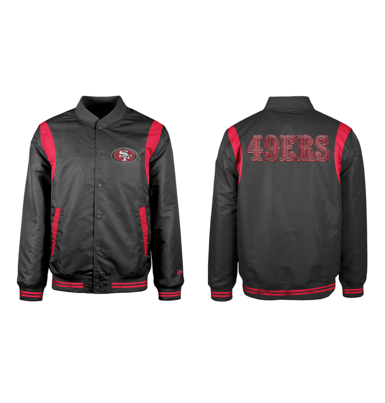 New Era 49ers Men's NE Varsity Wool Button Snap Jacket Black/Red