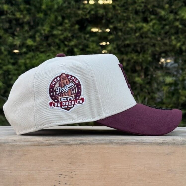 New Era LA Dodgers Stone/Maroon 60th Anniv 940 A-Frame