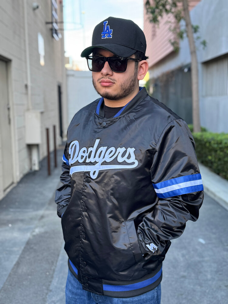 Starter LA Dodgers Men's Starter Scout Satin Button-Down Jacket Black