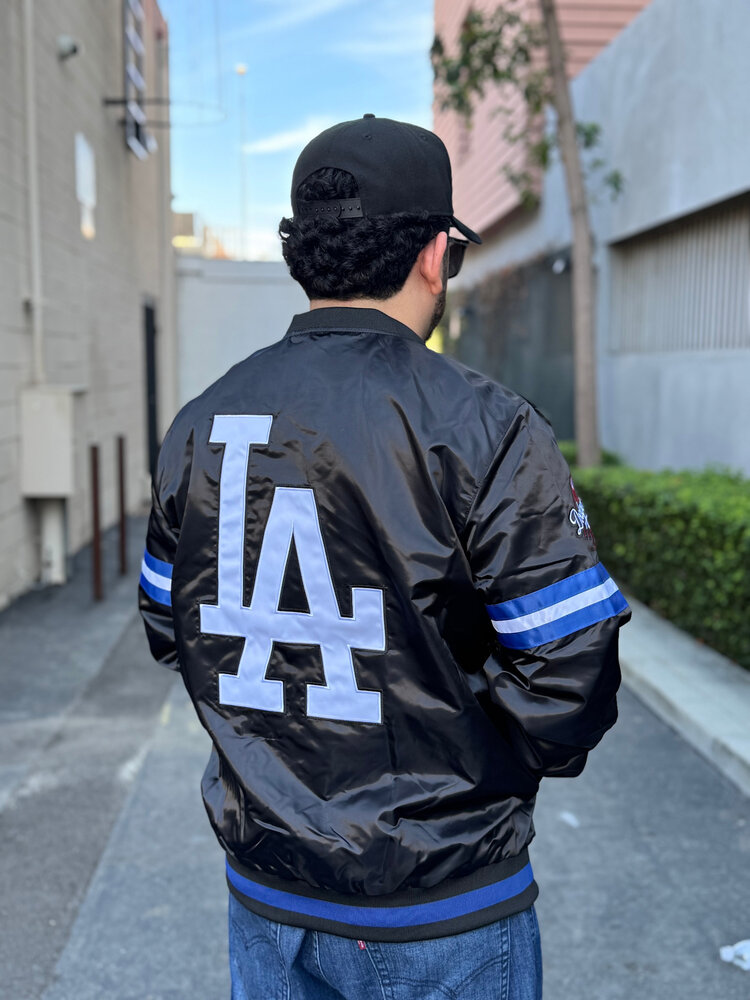 Starter LA Dodgers Men's Starter Scout Satin Button-Down Jacket Black