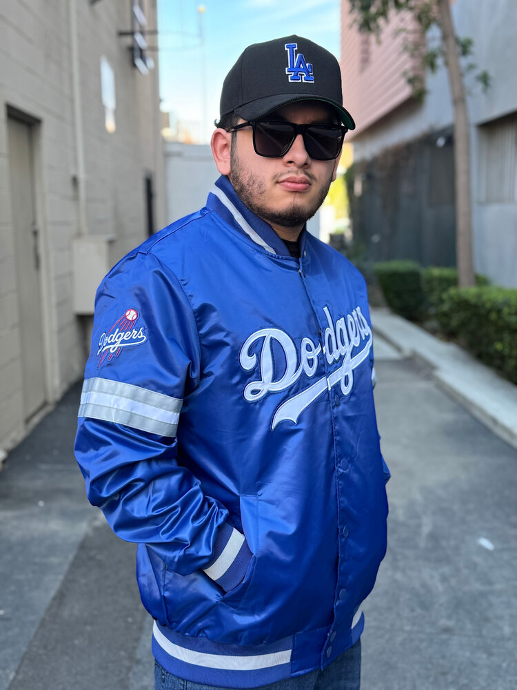 Starter LA Dodgers Men's Starter Scout Satin Button-Down Jacket Royal