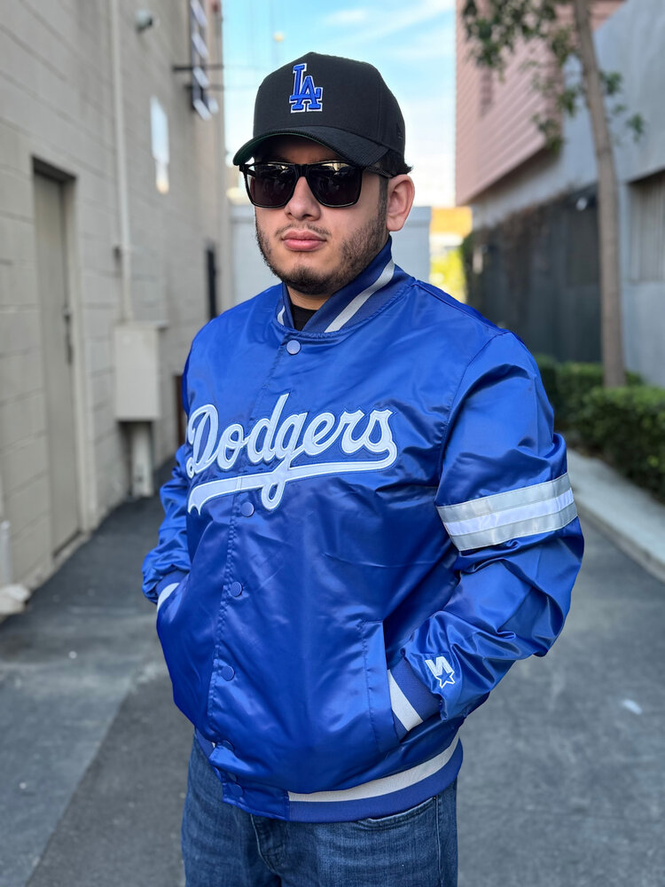 Starter LA Dodgers Men's Starter Scout Satin Button-Down Jacket Royal