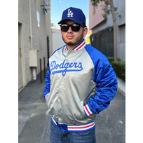 Mitchell and Ness LA Dodgers M&N Men's Double Clutch Lightweight Satin Jacket Royal/Gray