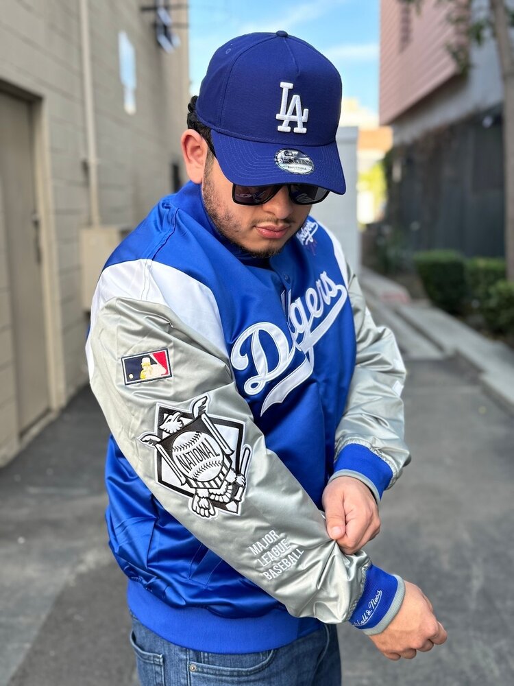 Mitchell and Ness LA Dodgers M&N Team Origins Lightweight Satin Jacket Royal/Gray