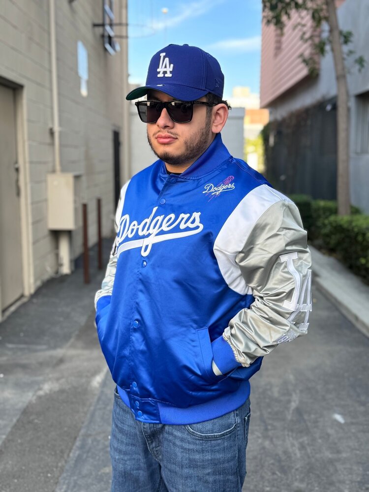 Mitchell and Ness LA Dodgers M&N Team Origins Lightweight Satin Jacket Royal/Gray