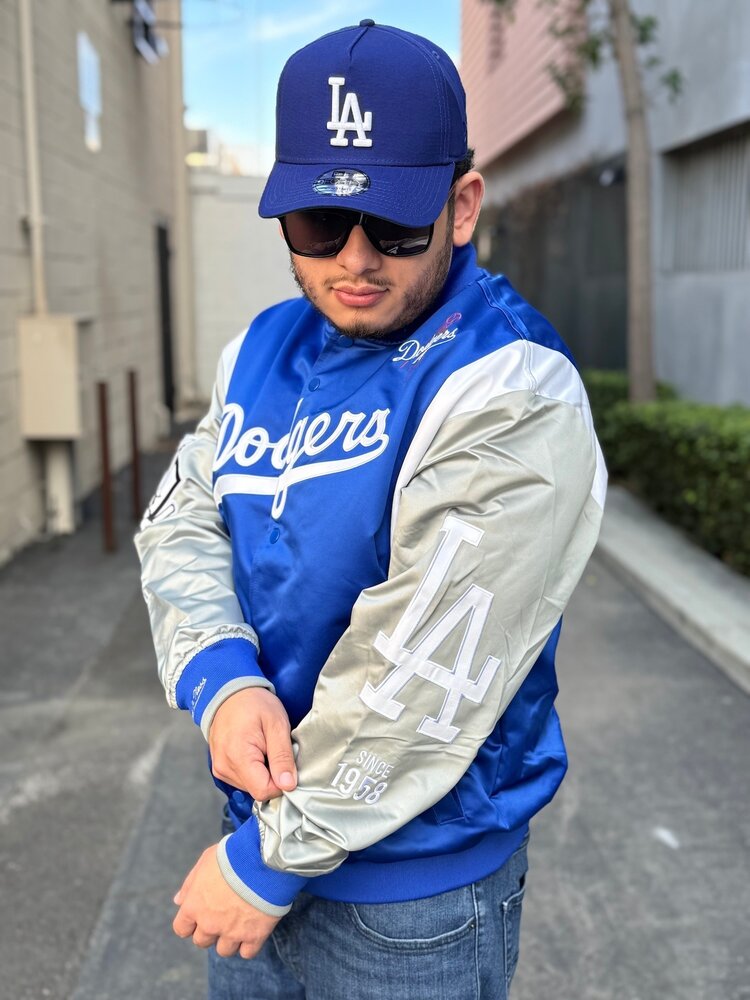 Mitchell and Ness LA Dodgers M&N Team Origins Lightweight Satin Jacket Royal/Gray