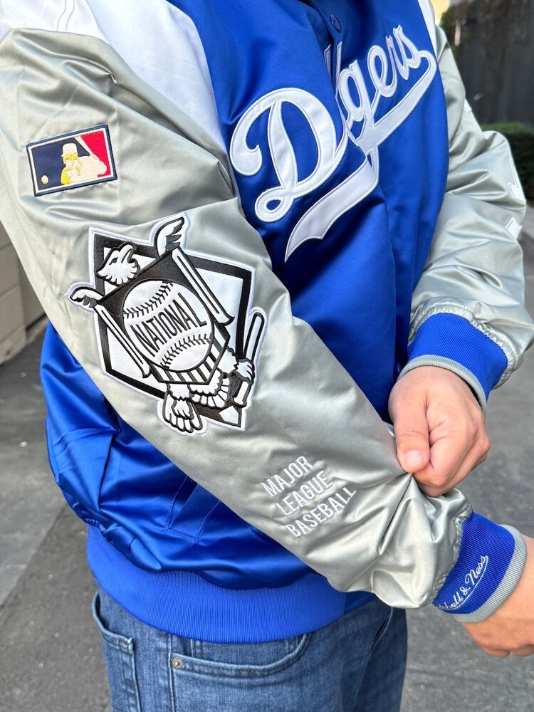 Mitchell and Ness LA Dodgers M&N Team Origins Lightweight Satin Jacket Royal/Gray