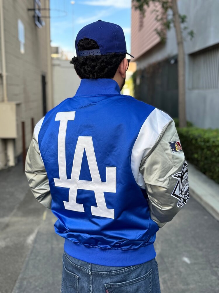 Mitchell and Ness LA Dodgers M&N Team Origins Lightweight Satin Jacket Royal/Gray