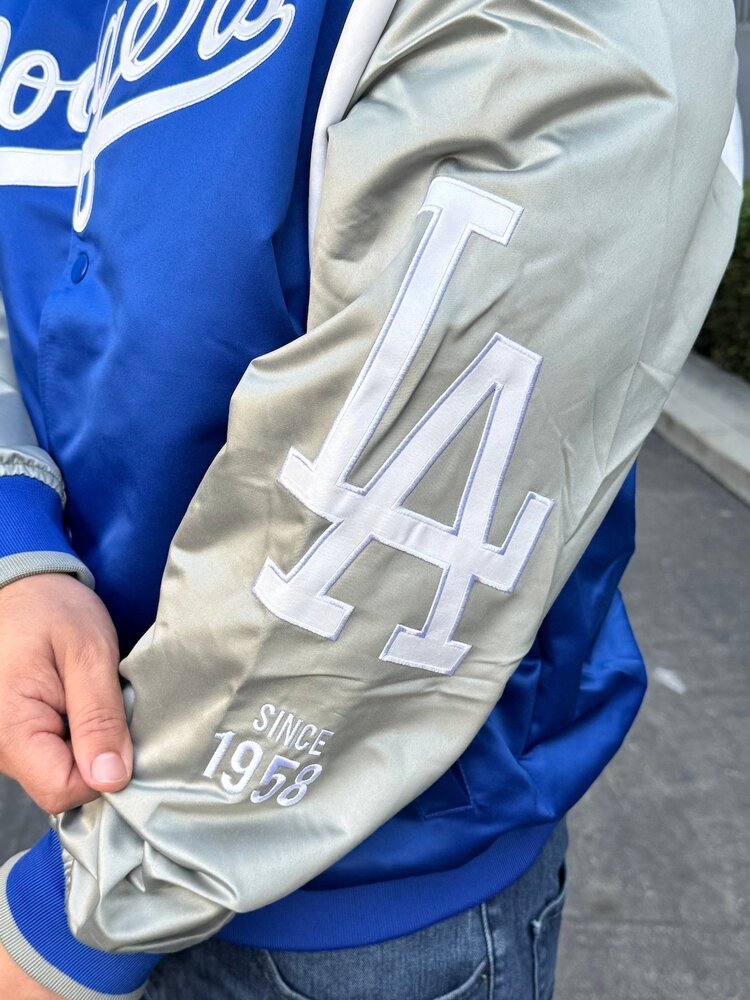 Mitchell and Ness LA Dodgers M&N Team Origins Lightweight Satin Jacket Royal/Gray