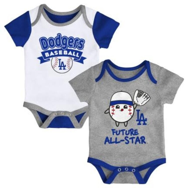 MLB LA Dodgers Newborn Triple Hit 2-Pack Creeper Set