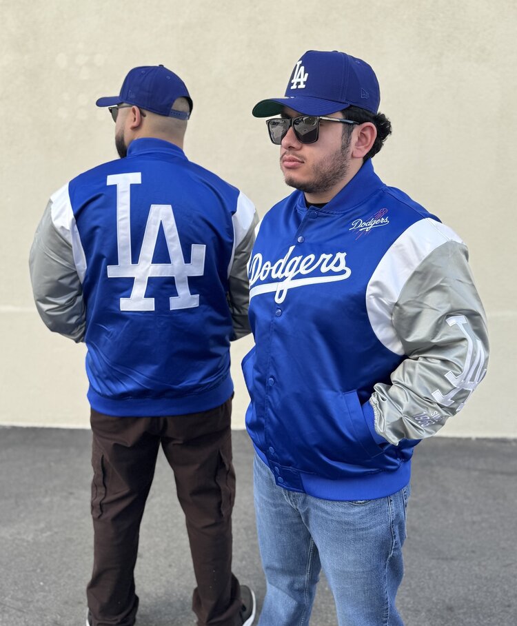 Mitchell and Ness LA Dodgers M&N Team Origins Lightweight Satin Jacket Royal/Gray