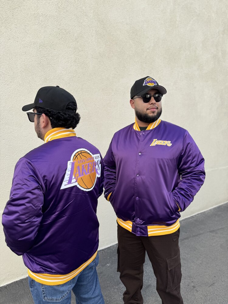 Mitchell and Ness LA Lakers M&N Heavyweight Satin Jacket Purple