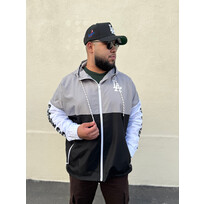 New Era LA Dodgers Men's NE Full-Zip Color Block 2.0 Windbreaker with Hood Gray/Black