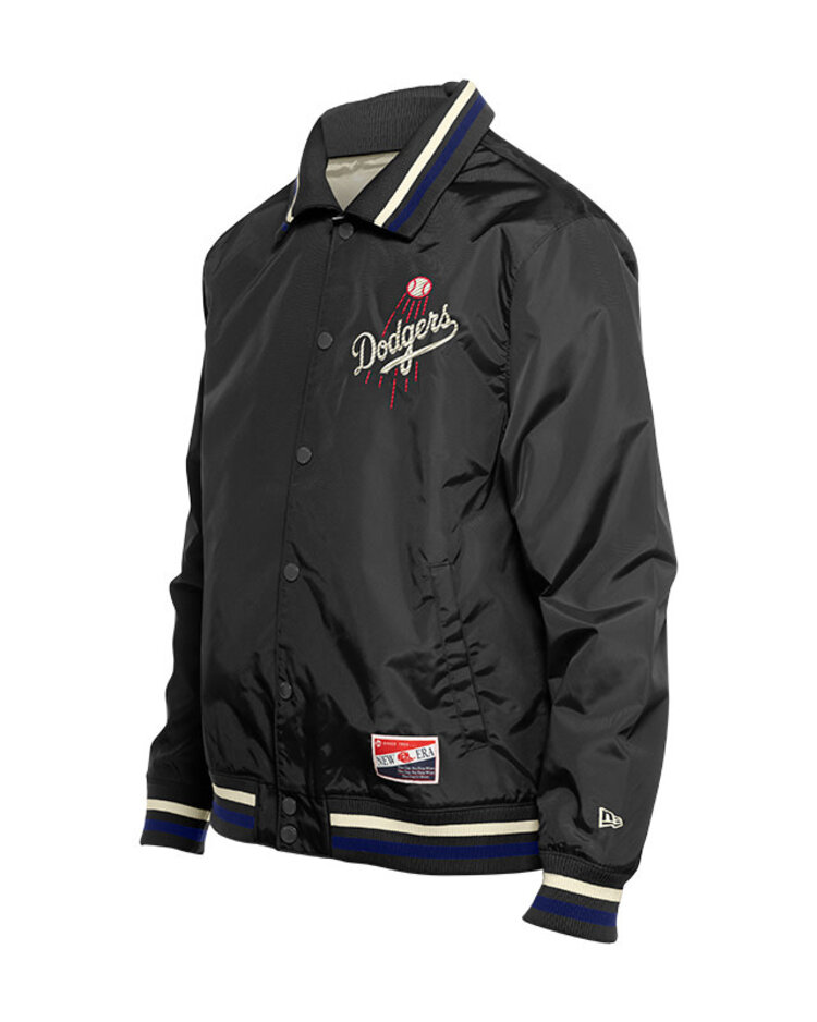New Era LA Dodgers NE Men's Throwback Black Nylon Button Up Shooting Ball Jacket