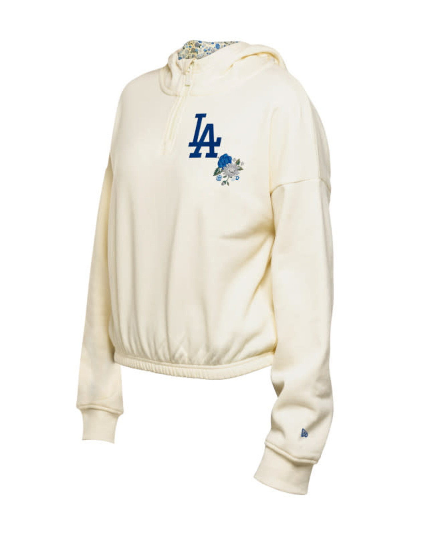 LA Dodgers NE Women's Glam Cream QuarterZip Floral Hoodie