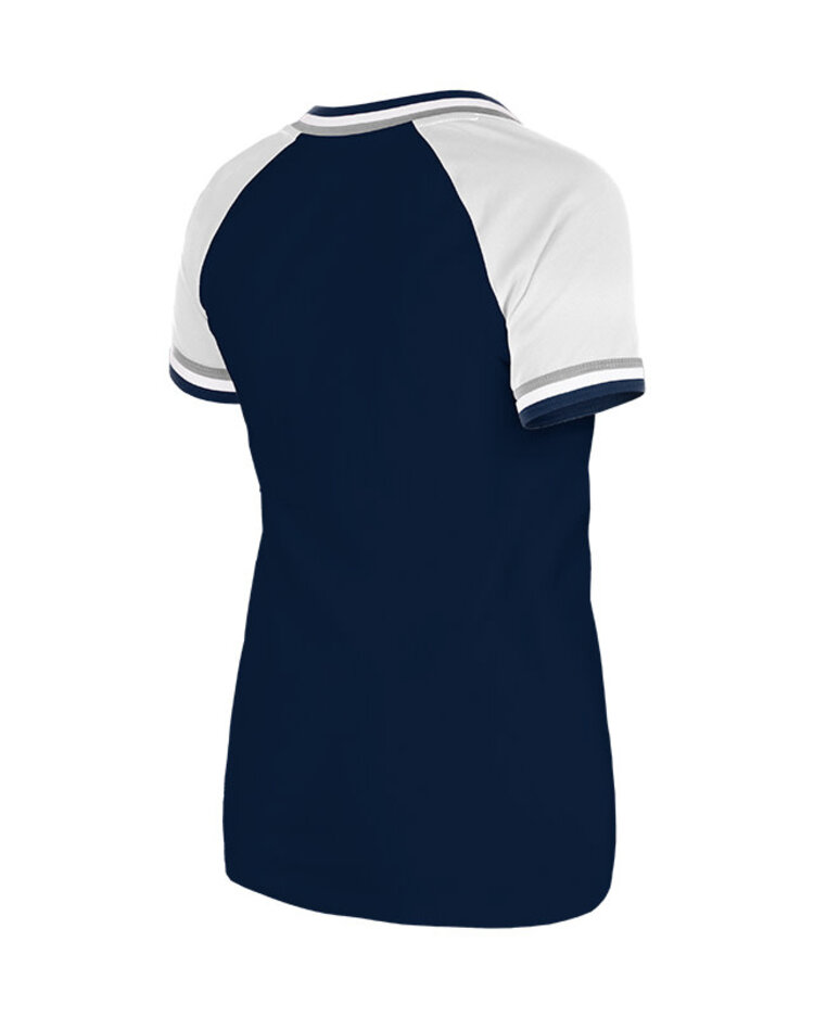 New Era NY Yankees Women's NE Retro Script V-Neck Navy/White