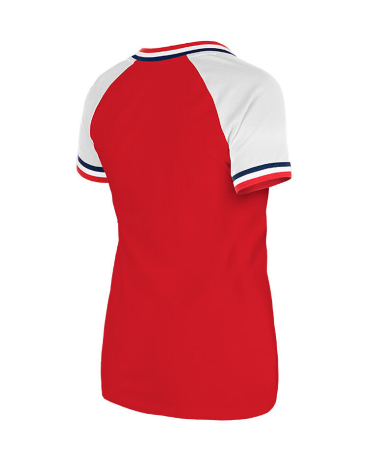 New Era Angels Women's NE Retro Script V-Neck Red/White