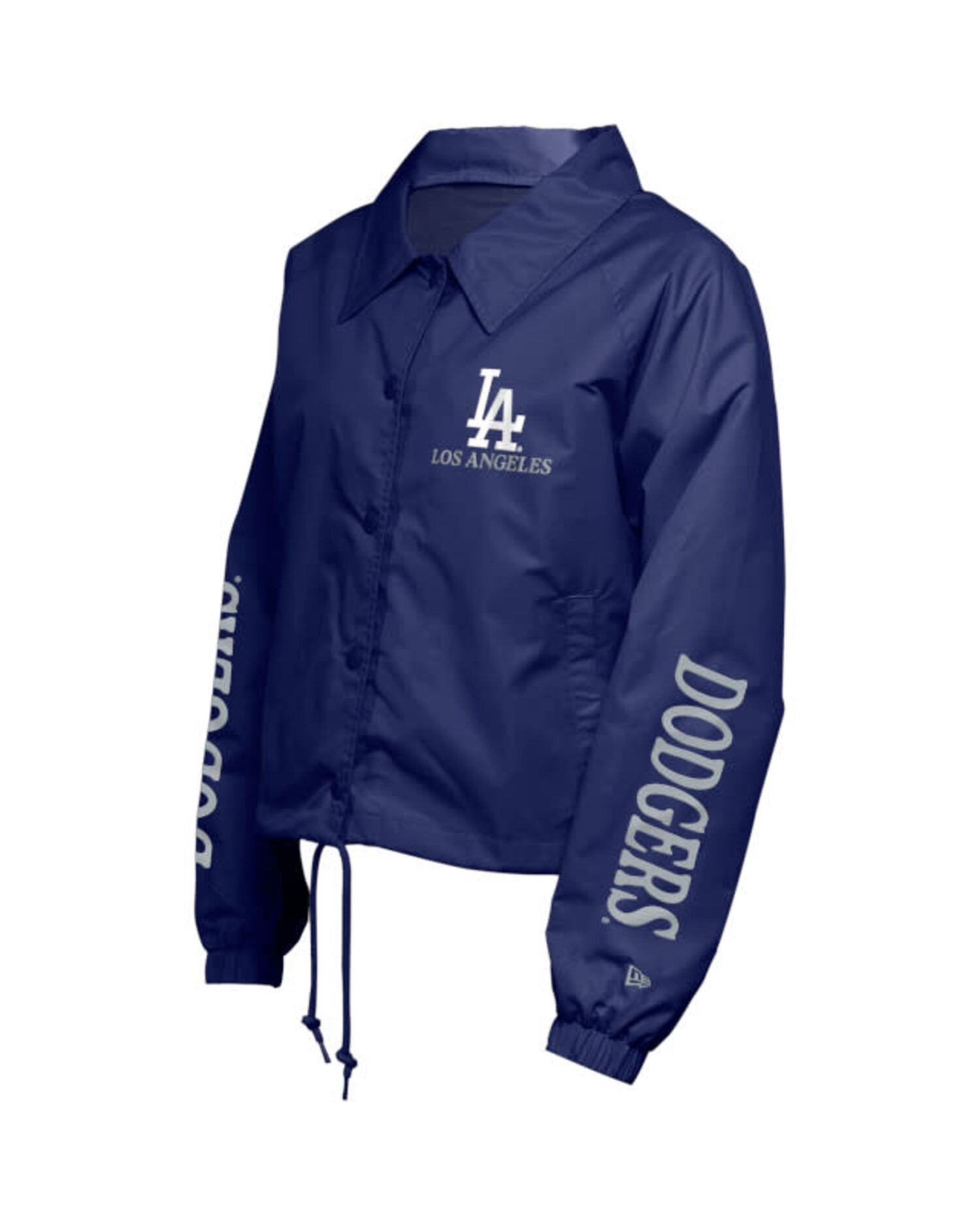 LA Dodgers Women's NE Nylon Crop Coach Jacket Royal - The Locker