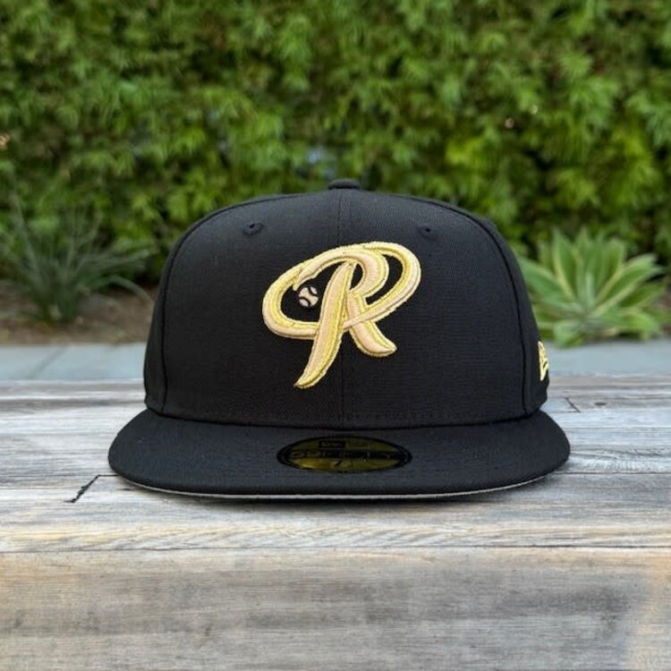 New Era Rieleros Black Gold "R" Gray UV Fitted