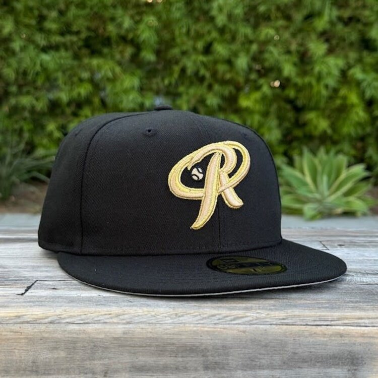 New Era Rieleros Black Gold "R" Gray UV Fitted