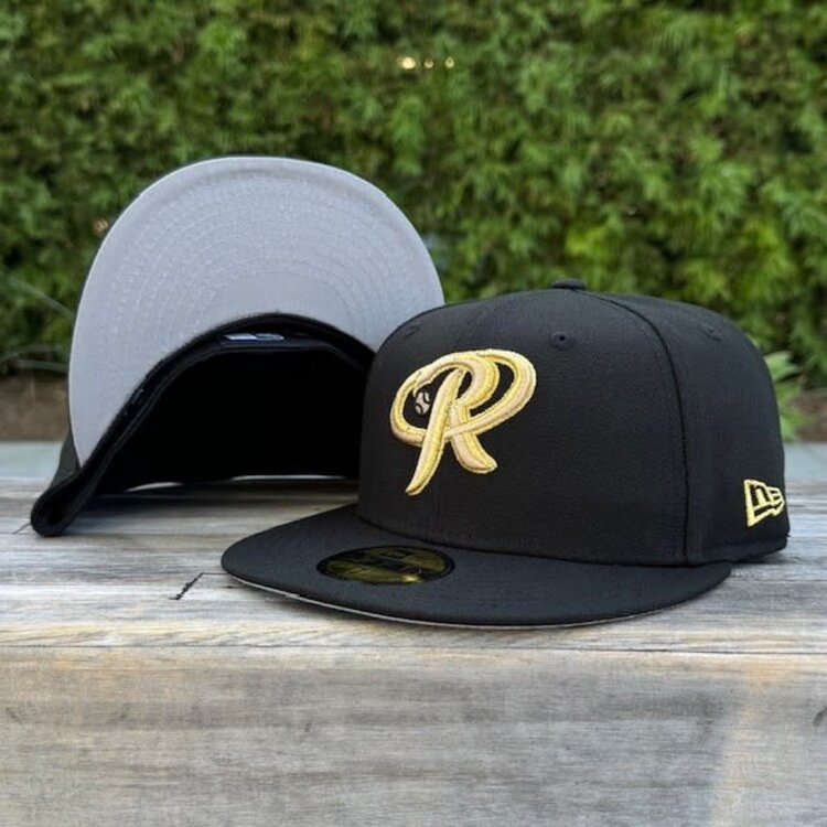 New Era Rieleros Black Gold "R" Gray UV Fitted