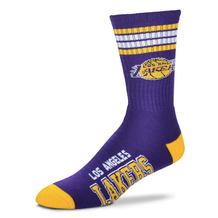 For Bare Feet Sportswear NBA Men's 4 Stripe Deuce Socks Los Angeles Lakers Large