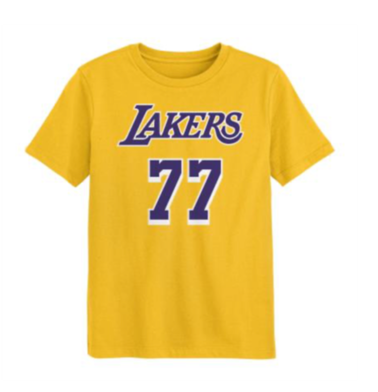 NBA Lakers Preschool Luka Doncic Gold Name & Number 77 Tee