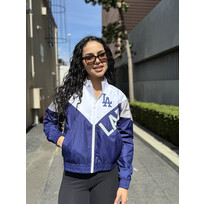 New Era LA Dodgers Women's NE Full-Zip Color Block Crop Windbreaker